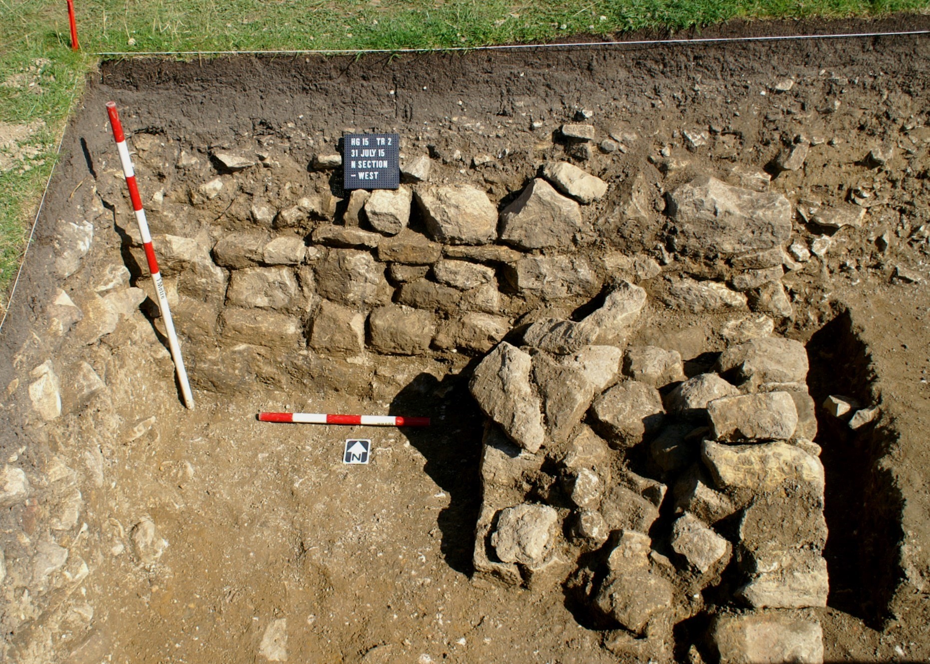 The wall at the western end of Trench 2
